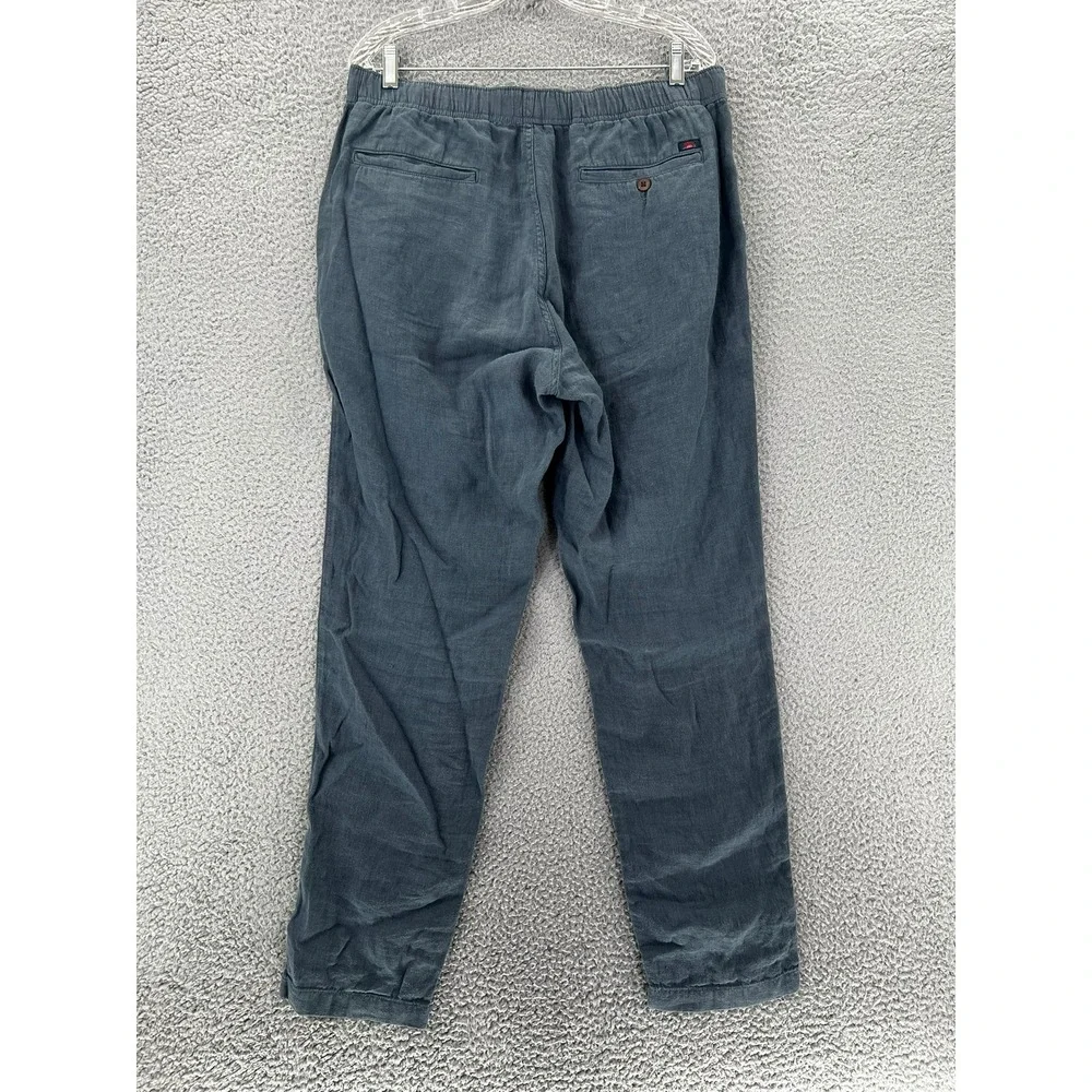 Faherty Brand Mens Linen Blend Jogger Pants Charcoal Gray Drawstring Size Large